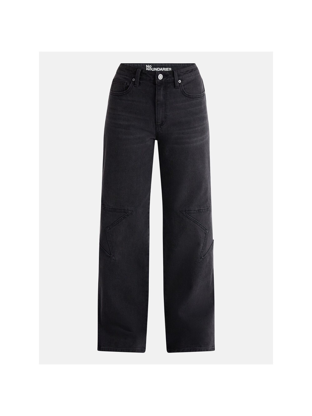 No Boundaries Mid-Rise, Wide Leg, Black Denim Star Baggy Jeans - Size 8